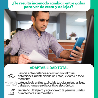 Gafas Premium Multifocales TR90 – Zoom Automático + Protección Antiluz Azul y Amarilla - Entrega 24/48h, Paga al Recibir (Descuento Exclusivo por Tiempo Limitado)
