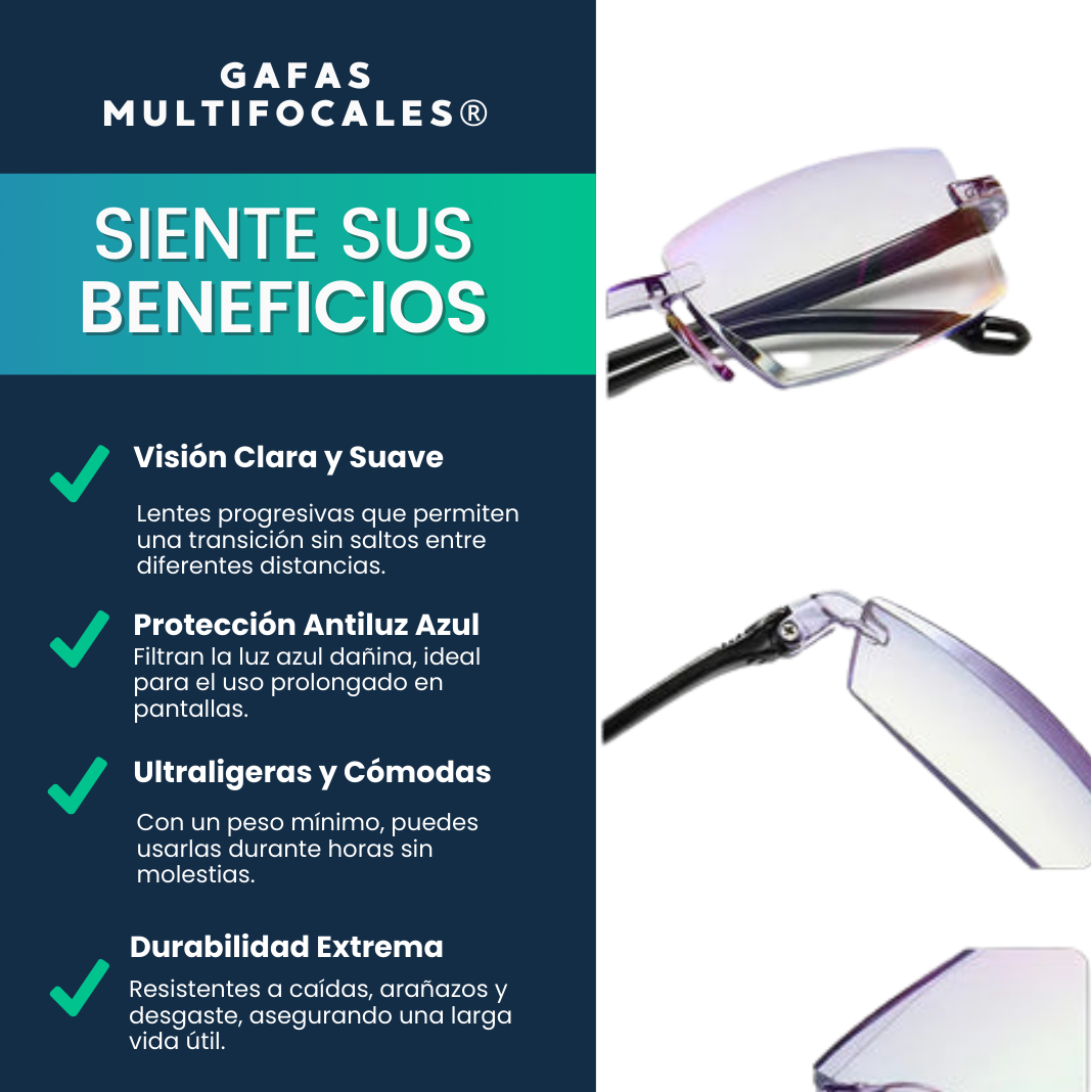 Gafas Premium Multifocales TR90 – Zoom Automático + Protección Antiluz Azul y Amarilla - Entrega 24/48h, Paga al Recibir (Descuento Exclusivo por Tiempo Limitado)