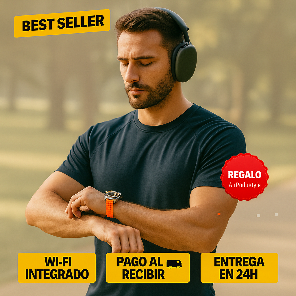 ¡SOLO HOY! COMPRA el SMARTWATCH ULTRA PRO y RECIBE OTRO RELOJ + 1 AIRPOD + 4 CORREAS SIN COSTO